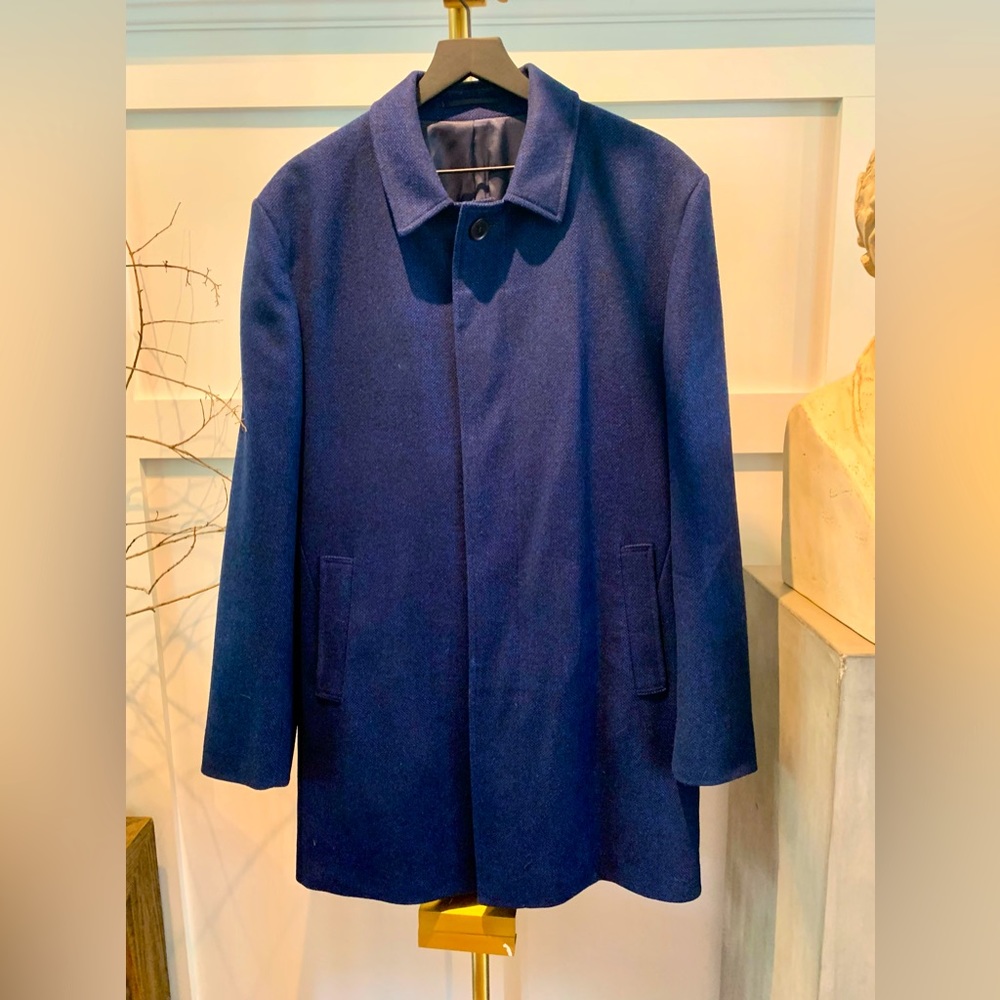 Blue wool topcoat